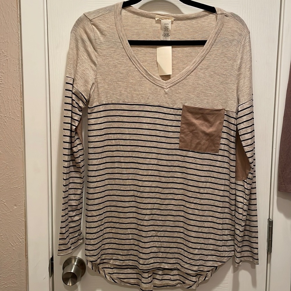 Micro-suede patch elbow patch top